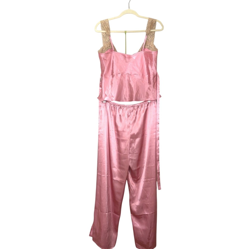 Vintage 2003 Victoria's Secret Pink Satin Set Y2K Camisole and Pants 2pc Large